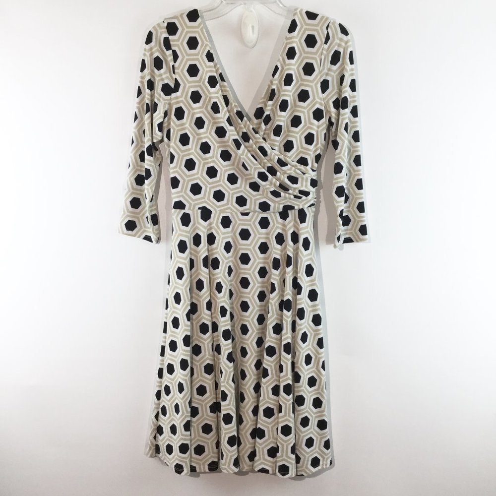 White House Black Market  print long sleeves dress